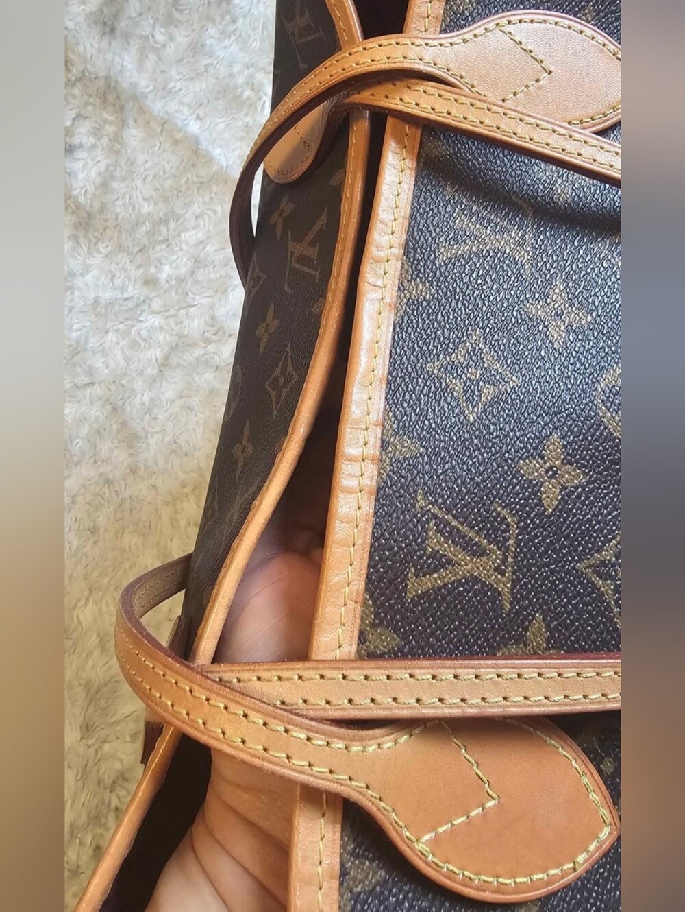 Louis Vuitton Monogram Neverfull Tote with Matching Pouch - Brown & Pink Trim - Picture 4 of 5